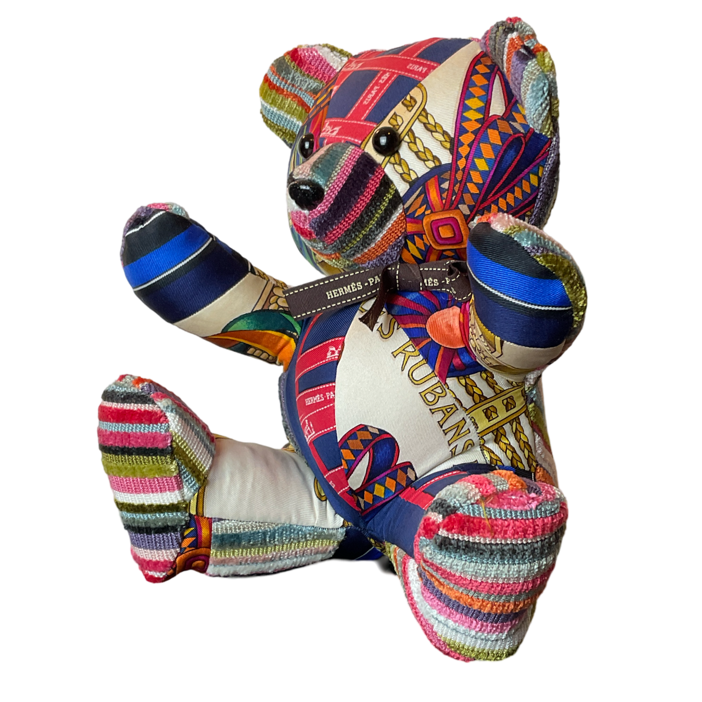Vintage Silk Scarf Tender Teddy Bear