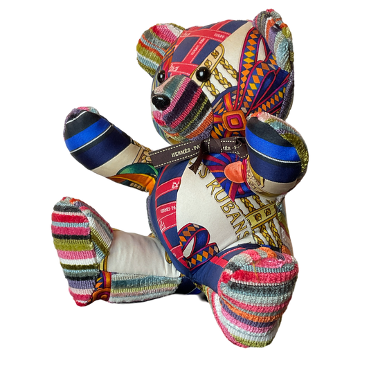 Vintage Silk Scarf Tender Teddy Bear