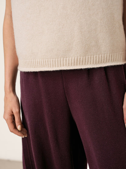 100% Mongolian Cashmere Hand-Finished Rolled Edge Sleeveless Turtleneck Knit Top DAISY