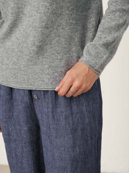 Premium Cashmere Blend Hand-Finished Seamless Mock Neck Lettuce Edge Sweater ZELIE