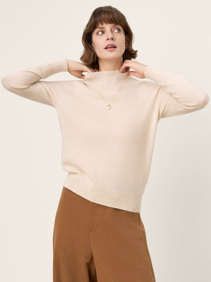 100% Mongolian Cashmere Seamless Wide Ribbed Edge Sweater MONA