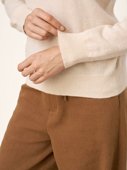 100% Mongolian Cashmere Seamless Wide Ribbed Edge Sweater MONA