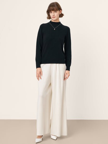 100% Mongolian Cashmere Seamless Wide Ribbed Edge Sweater MONA