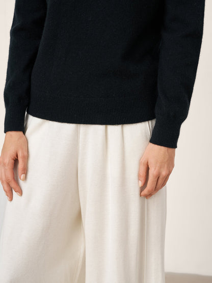 100% Mongolian Cashmere Seamless Wide Ribbed Edge Sweater MONA