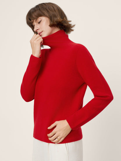 Premium Cashmere Blend Hand-Finished Seamless Turtleneck Knit Top TOVE