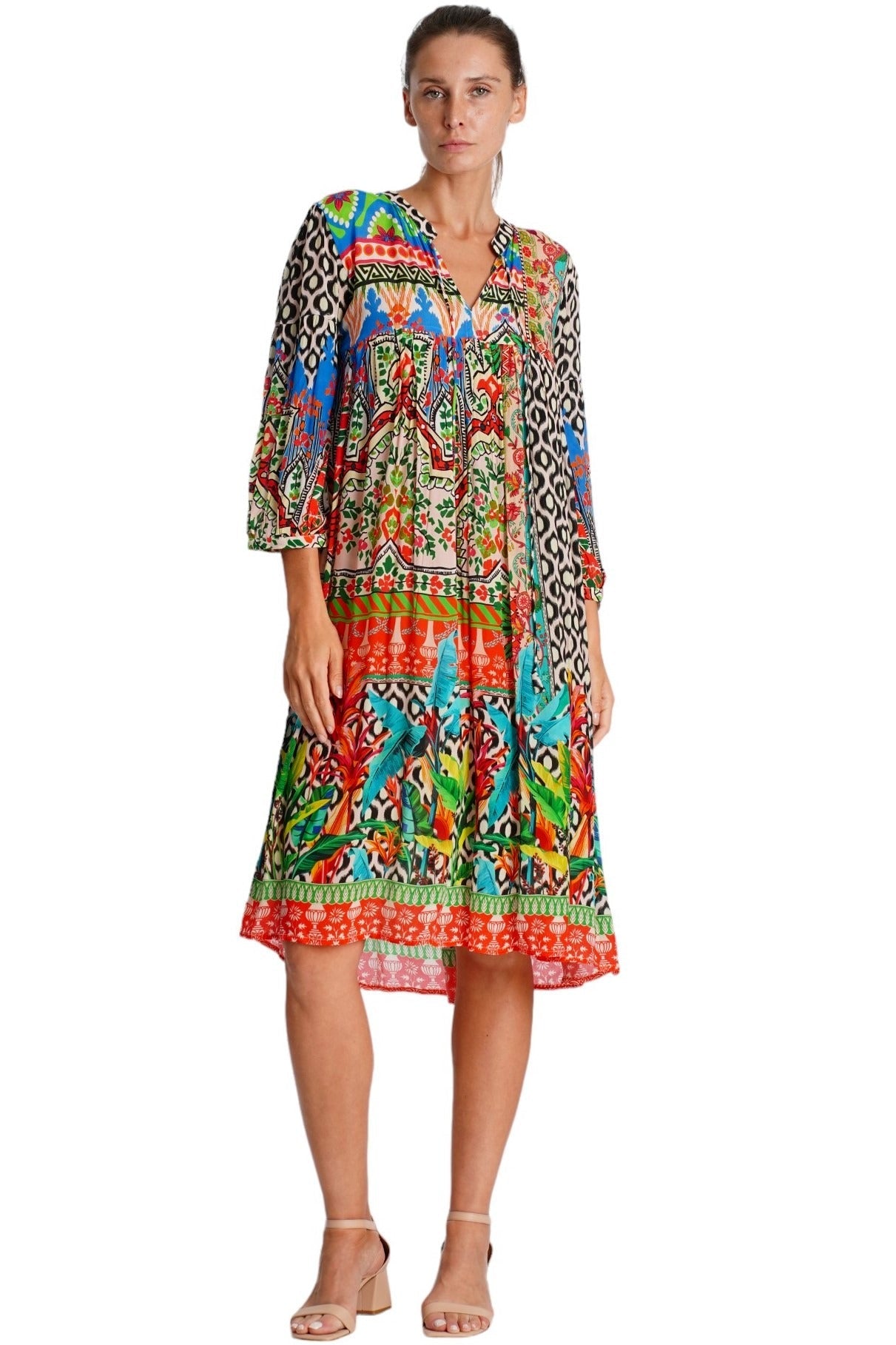 Multicolor Boho Tribal Print Midi Dress | Wholesale Pack of 4