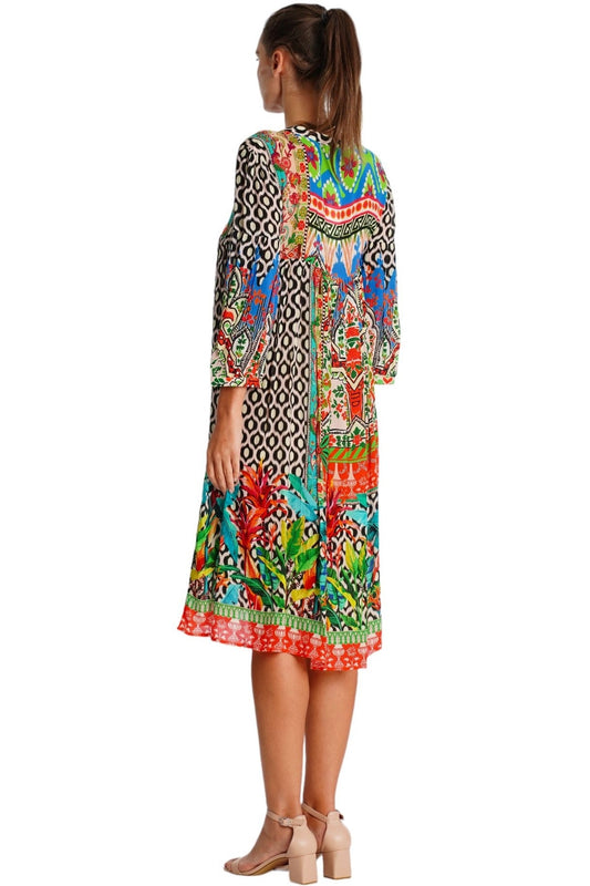 Multicolor Boho Tribal Print Midi Dress | Wholesale Pack of 4