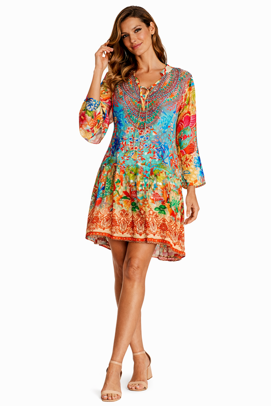 Boho Resort V-Neck Mini Dress | Wholesale Pack of 4
