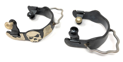 AJ Tack Ladies Antique Brown Pirate Skull Bumper Spurs