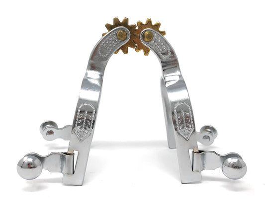 AJ Tack Youth Chrome Steel Engraved Spurs