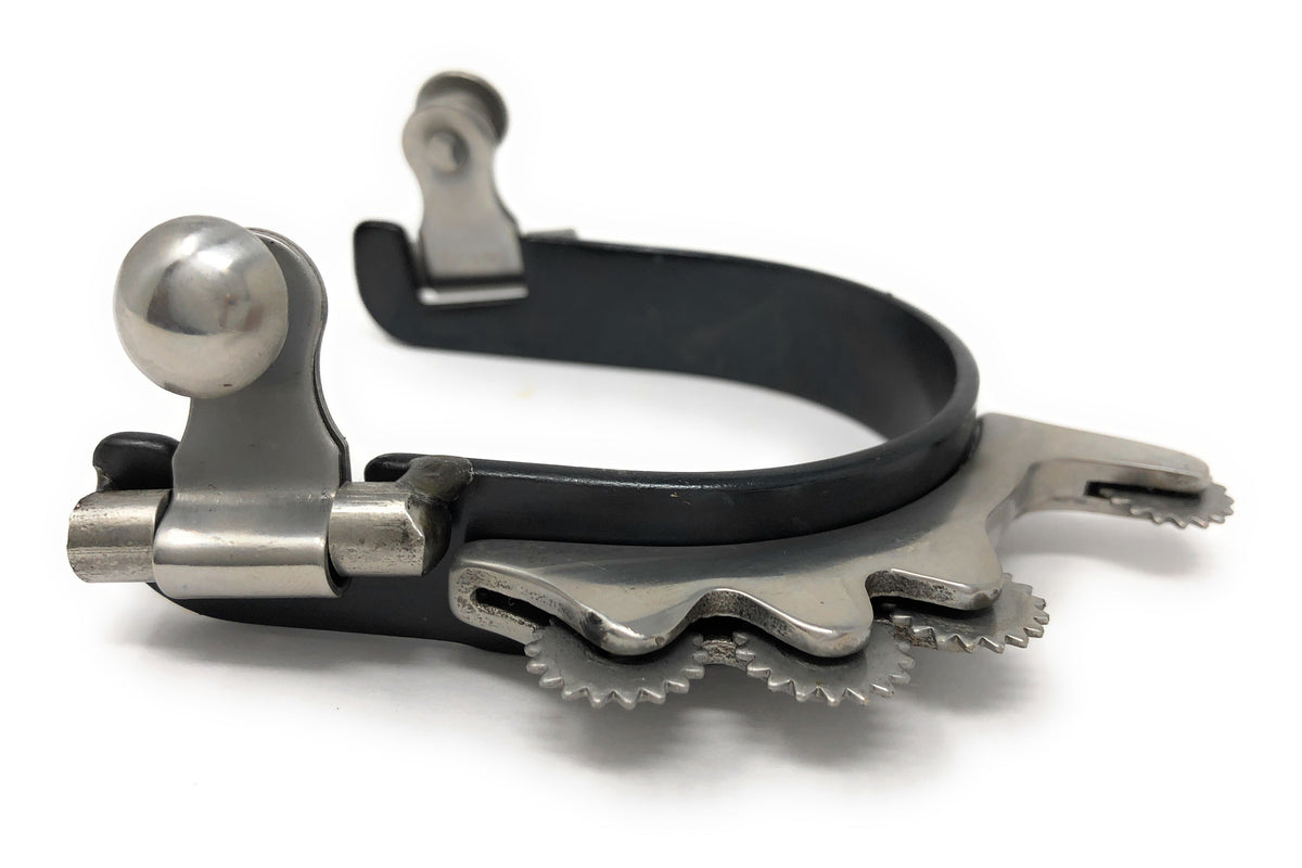 AJ Tack Ladies Black Horizontal Rowels Bumper Spurs