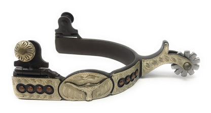AJ Tack Men's Antique Brown Longhorn Engraved Spurs