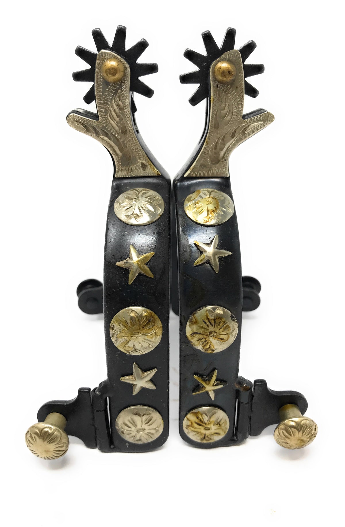 AJ Tack Men's Antique Brown Stars and Flowers Spurs