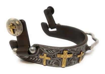 AJ Tack Men's Antique Brown Three Cross Bumper Spurs