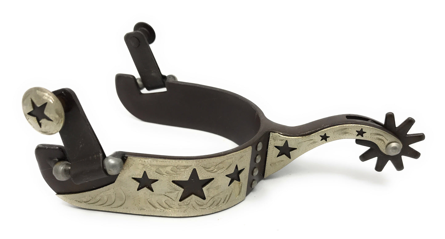 AJ Tack Ladies Antique Brown Stars Cutout Spurs