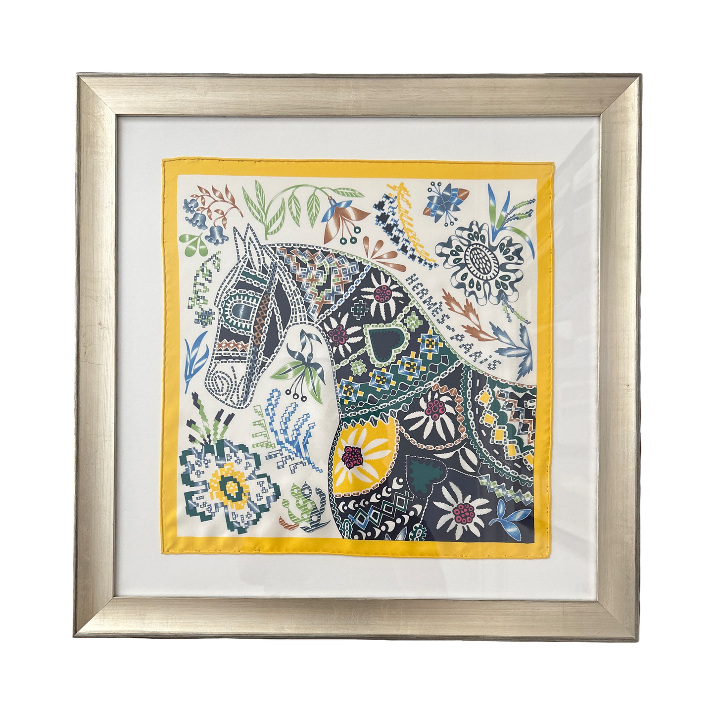 En Attendant Ulysse Framed Vintage Silk Scarf 24"