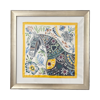 En Attendant Ulysse Framed Vintage Silk Scarf 24"