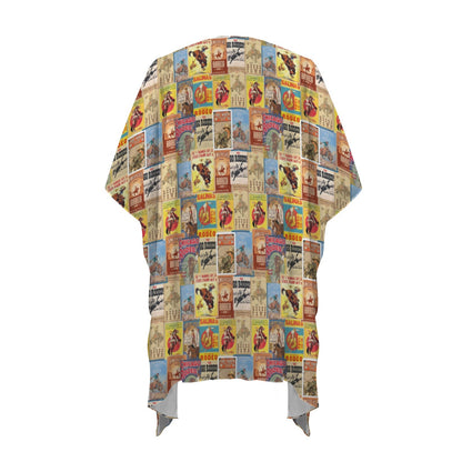 Baha Ranch Vintage Rodeo Poster Duster Kimono Coverup Women's Long Cover Up