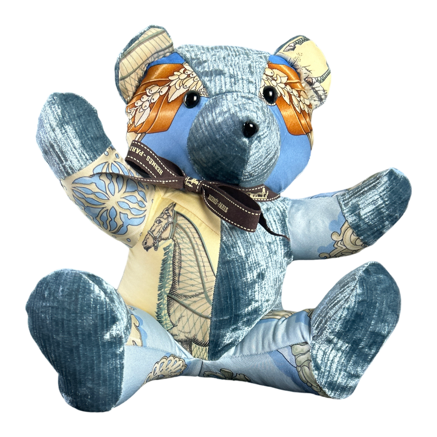 Vintage Silk Scarf Tender Teddy Bear