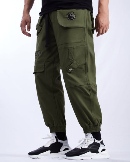 IBP332 Yin Yang Army Green Cargo Pants