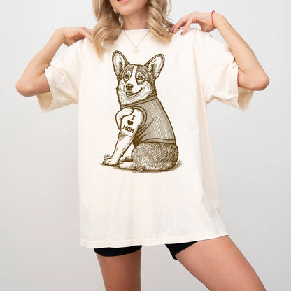 Corgi "I Love Mom" Tattoo Shirt