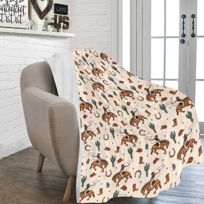 Baha Ranch Rodeo Cowboy Throw Blanket Ultra-Soft Micro Fleece Blanket 60" x 80" Made in America