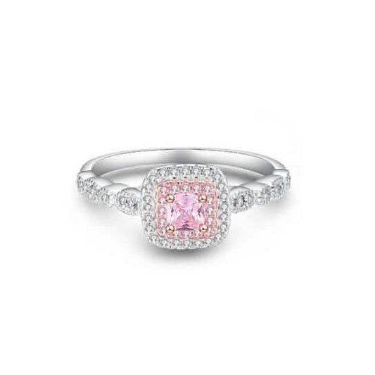 3.00 CTTW Pink Sapphire Princess Cut Halo Ring