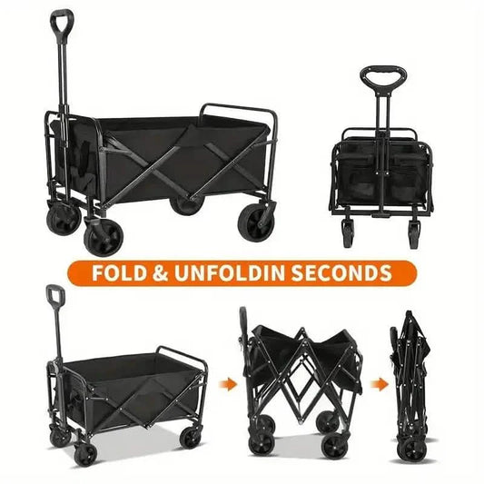 Heavy Duty Utility Portable Foldable Outdoor Beach Garden Wagon Cart with 360° All Terrain Wheels