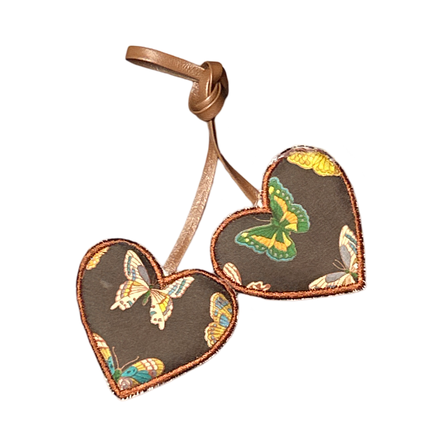 Farfalle Brown Scarf Double Heart Bag Charm