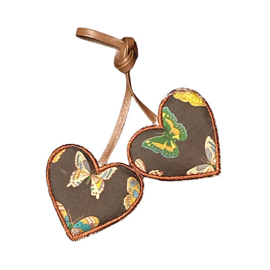Farfalle Brown Scarf Double Heart Bag Charm