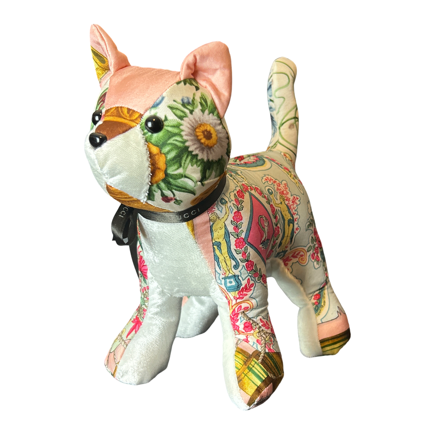 Chinoiserie Vintage Silk Scarf Charming Kitten