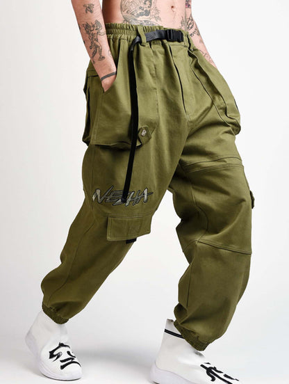 IBP332 Yin Yang Army Green Cargo Pants