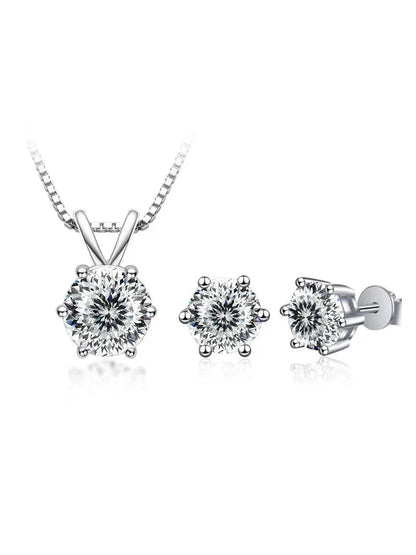 3Ct Moissanite Necklace Earrings Set 925 Sterling Silver GRA Cert Wedding