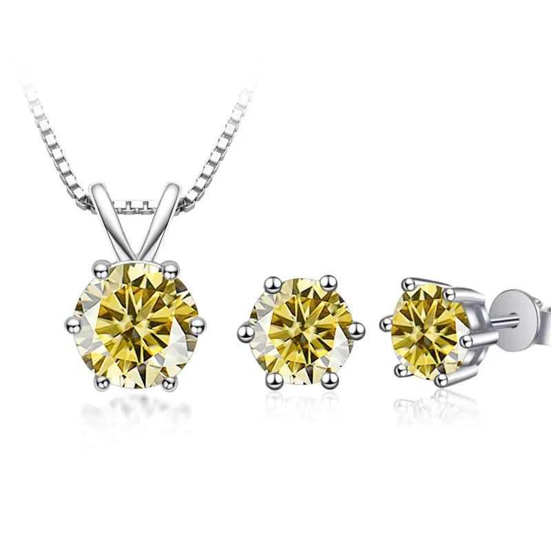 3Ct Moissanite Necklace Earrings Set 925 Sterling Silver GRA Cert Wedding
