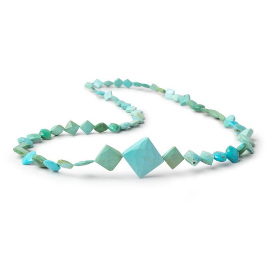 4-15mm Sleeping Beauty Turquoise Faceted Square Beads 18 inch 57 pieces