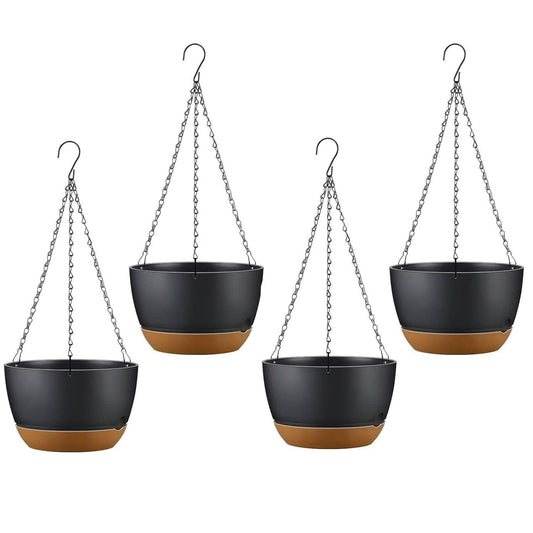 4-Piece: 9.64" Diameter Hanging Planter with Drainage Holes