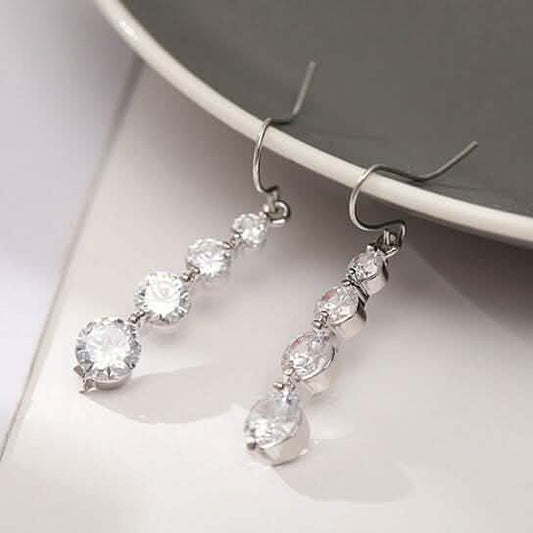 4 Row Graduated Crystal Drop Earrings