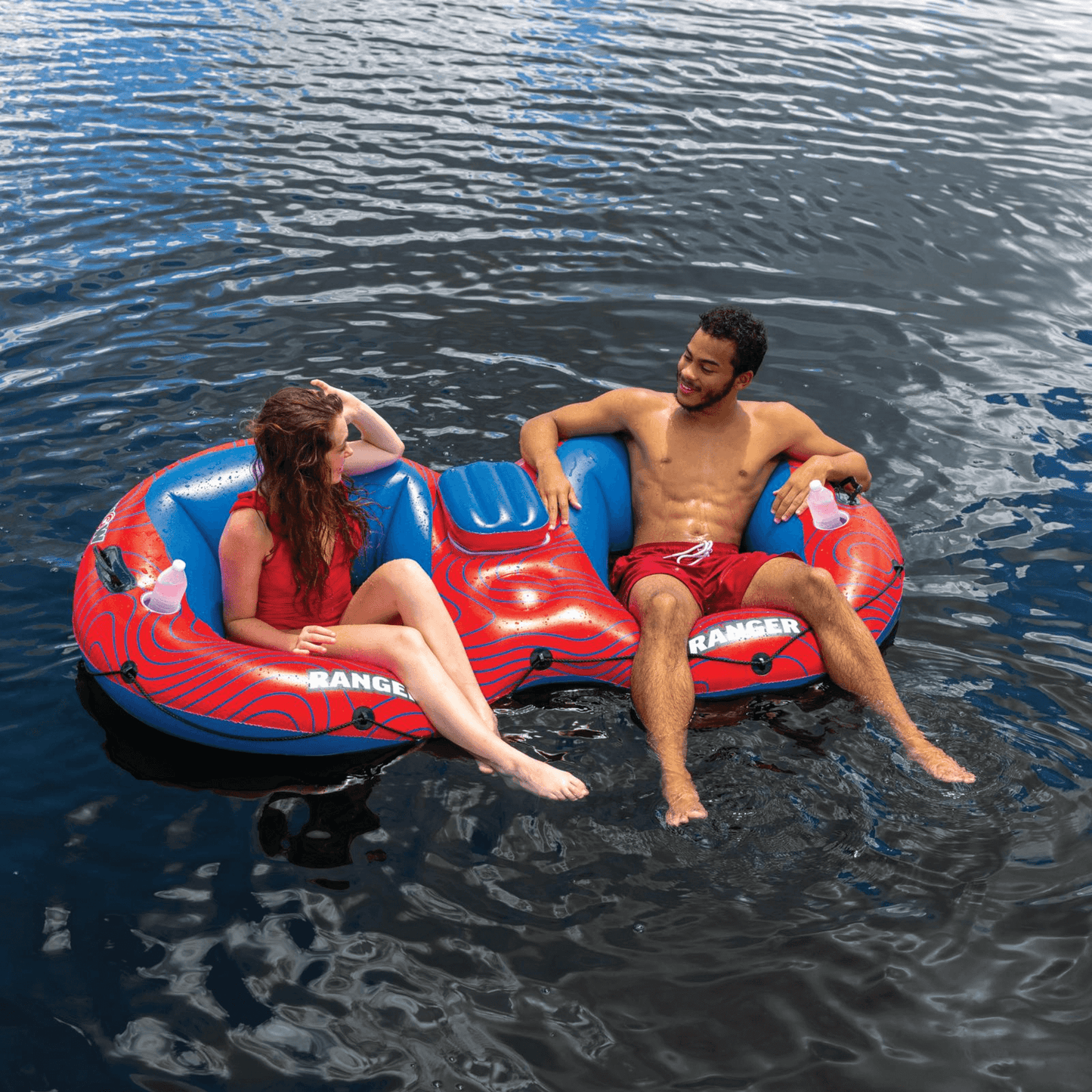 WOW Watersports Ranger 2-Person River Tube with Mesh Bottom and Cup