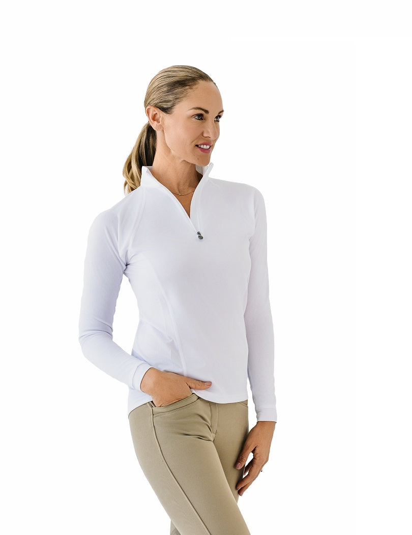 Quarter-Zip Long Sleeve Sunshirt - White