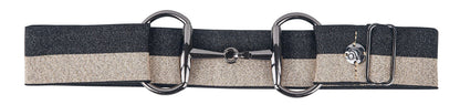 Bit Buckle Glitter Belt - Black Gold