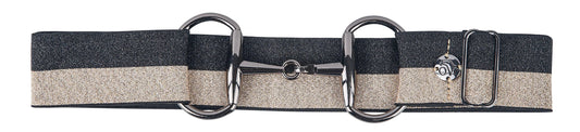 Bit Buckle Glitter Belt - Black Gold