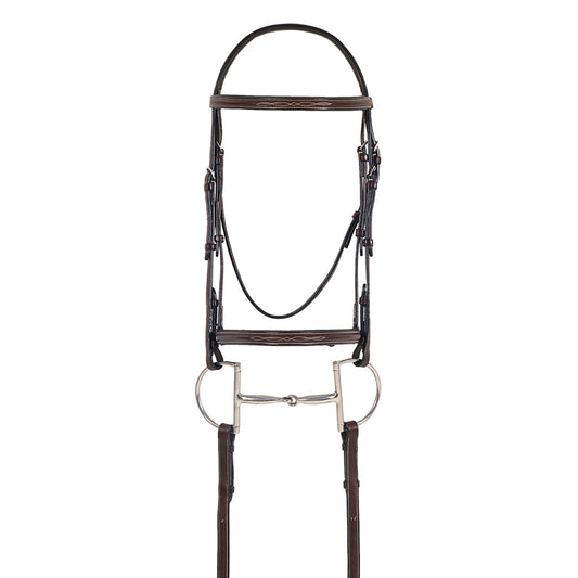 Elite Fancy Raised Comfort Crown Padded Bridle with Reins