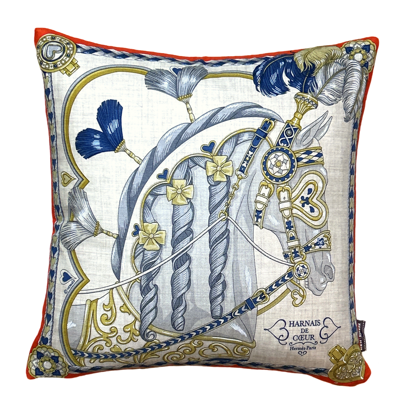 Harnais de Coeur Vermillion Vintage Cashmere & Silk Scarf Pillow 17"