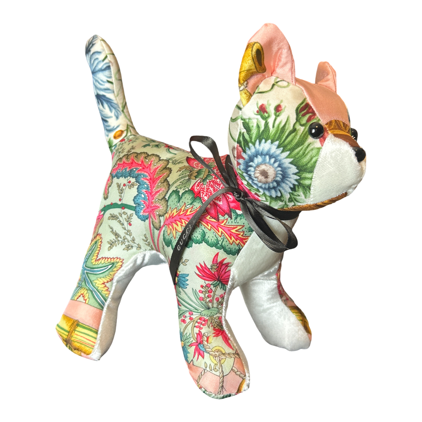 Chinoiserie Vintage Silk Scarf Charming Kitten