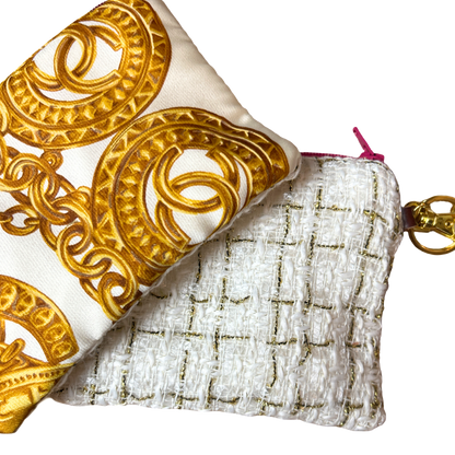 CC Logo Gold Coins Vintage Silk Scarf Coffee Run Keychain Bag