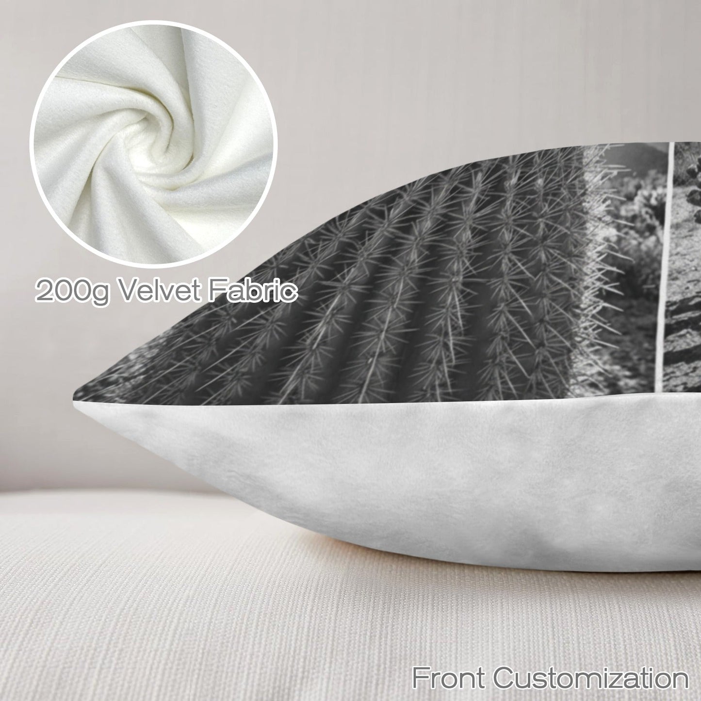 Baha Ranch Black White Cactus Velvety Soft Pillow Case Made in America
