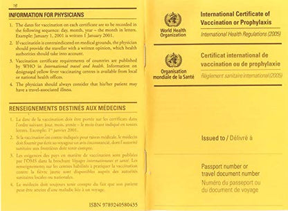 International Certificate of Vaccination with Vinyl Document