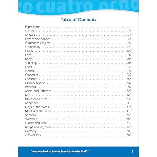 Complete Book of Starter Spanish Workbook for Kids, PreK-Gra
