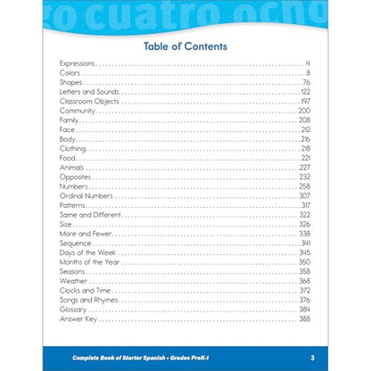Complete Book of Starter Spanish Workbook for Kids, PreK-Gra