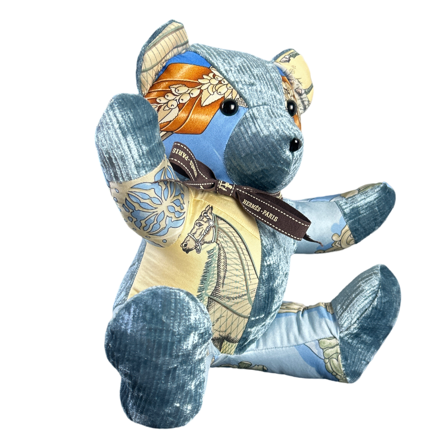 Vintage Silk Scarf Tender Teddy Bear